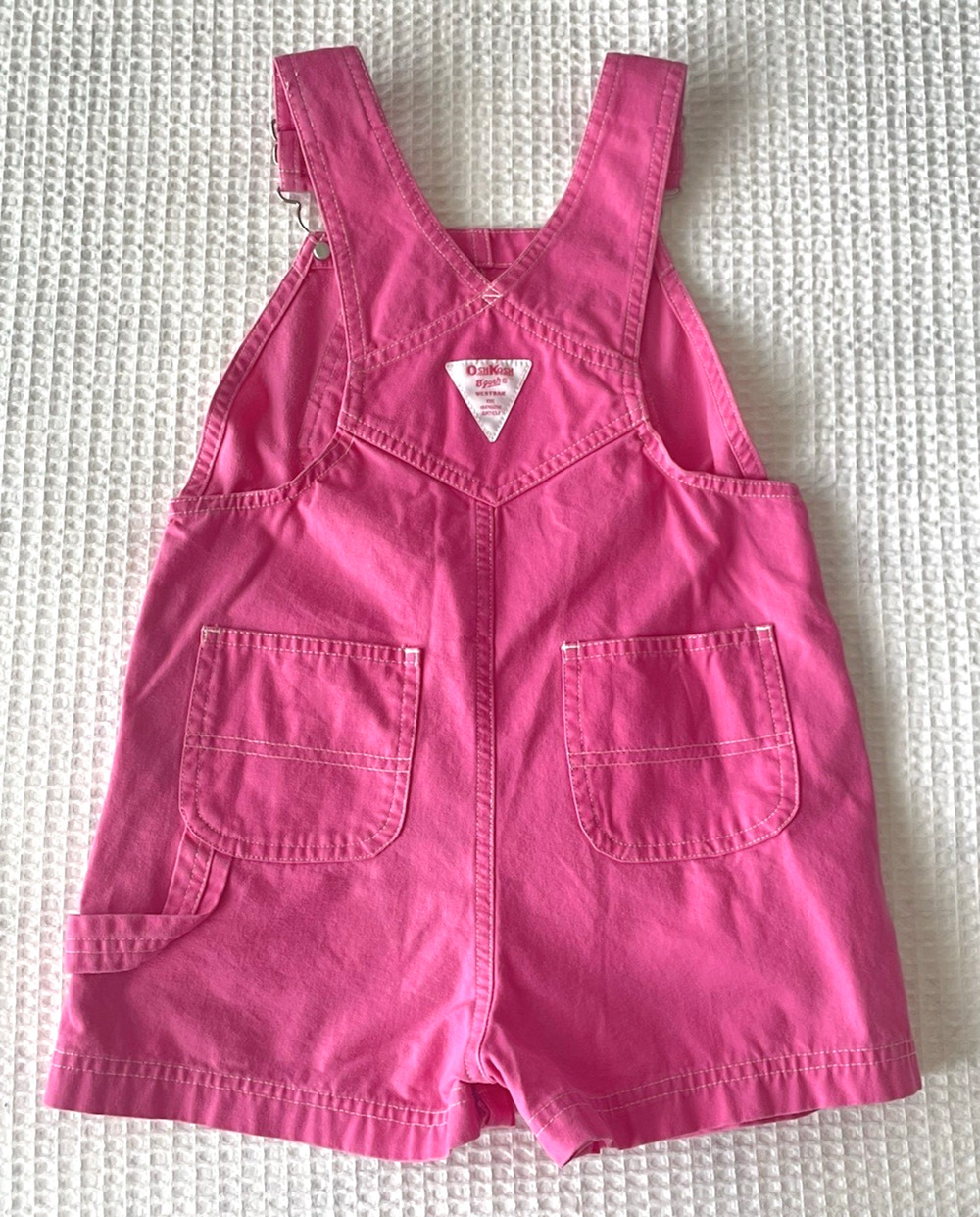 Vintage OshKosh B'gosh Vestbak Girls 4T Overall Shortall Pink Carpenter 90s Y2K